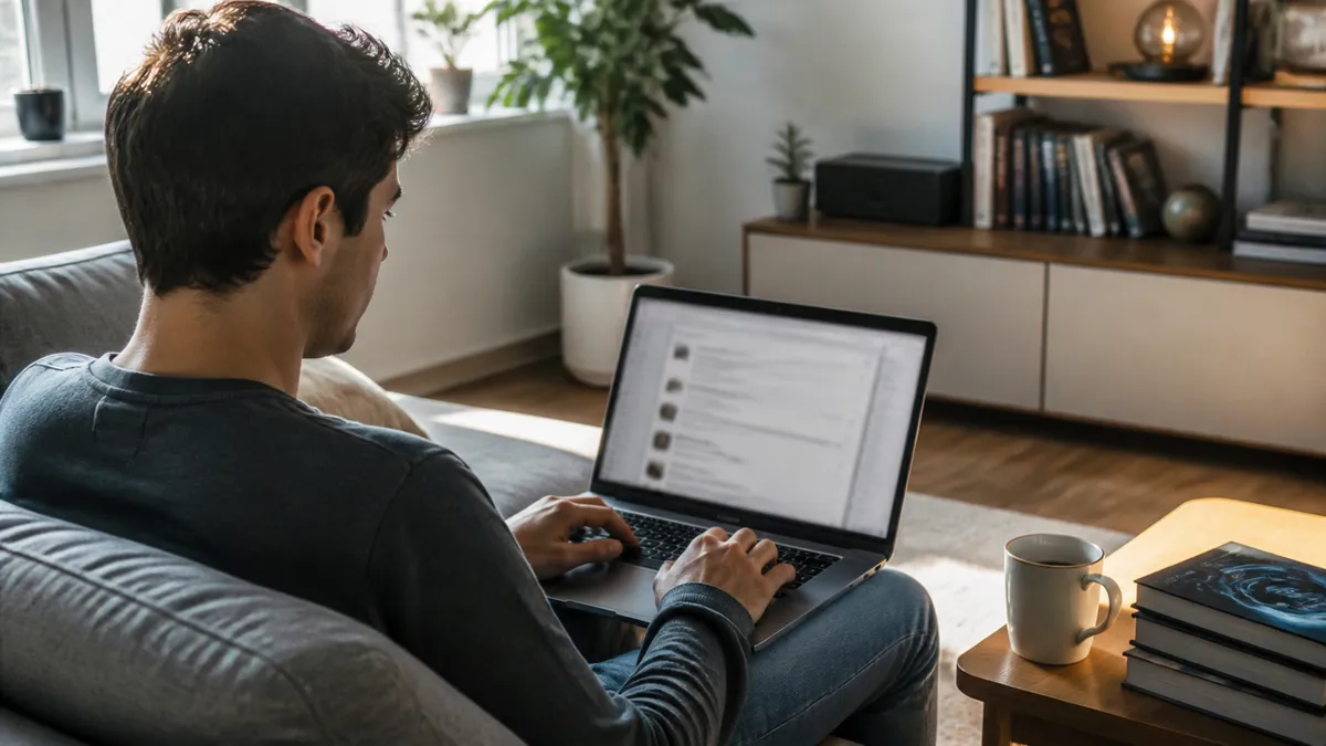 A user exploring Hidden Wiki links on Reddit in a cozy living room.