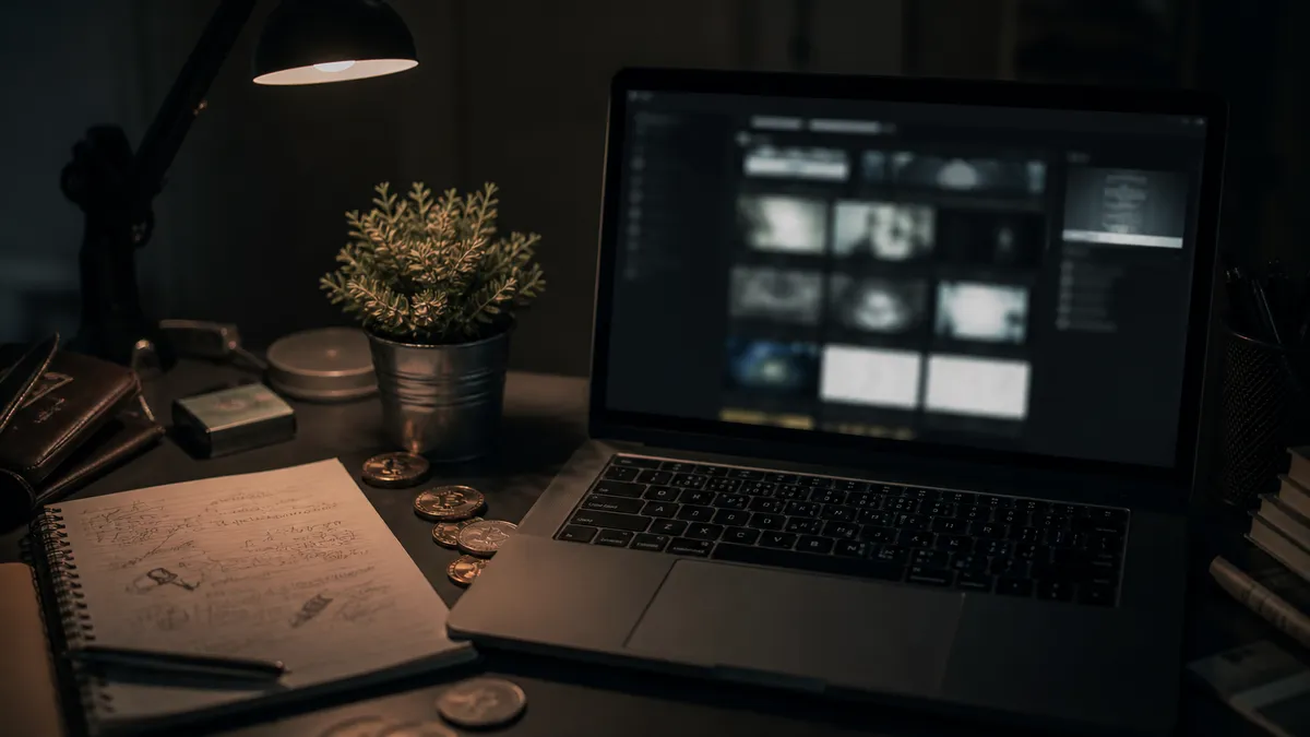 A close-up of a laptop screen showing a dark web marketplace setup.