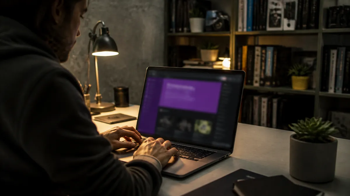 A person exploring V3 onion addresses in a comfortable home office setting.