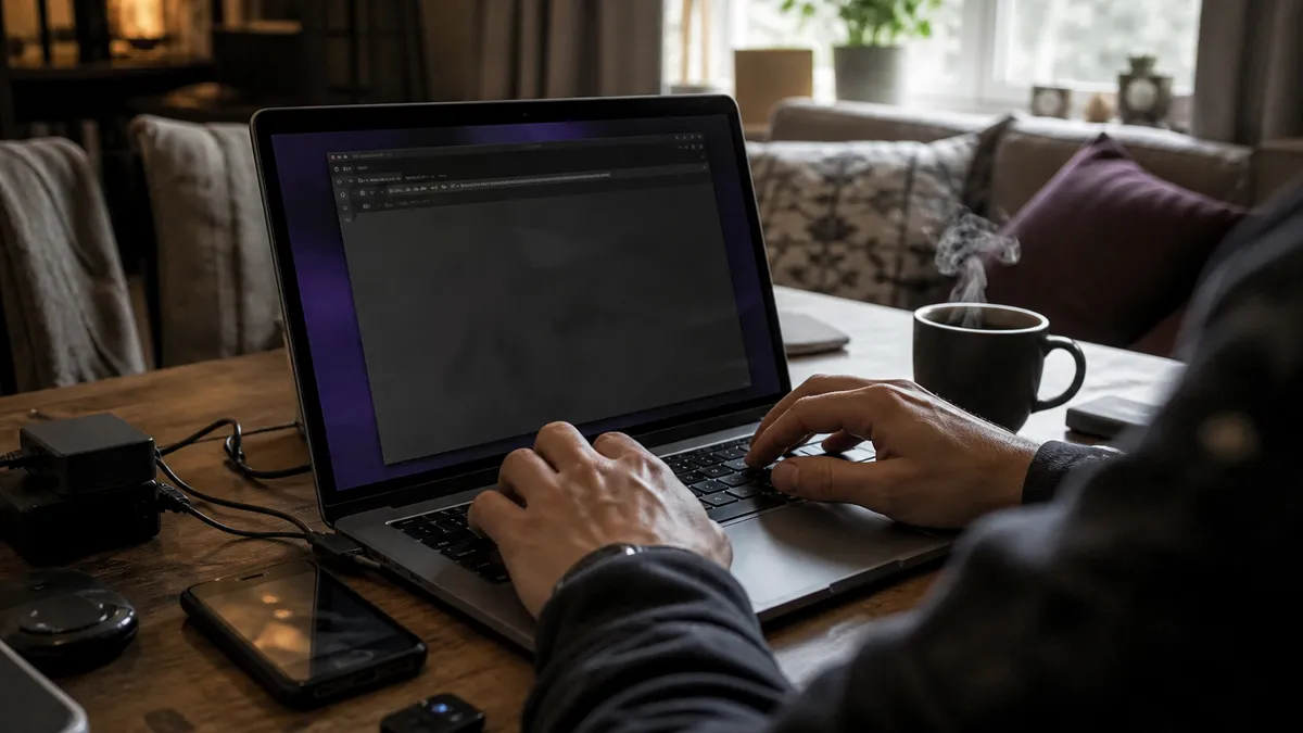 A person troubleshooting connectivity problems while using Tor Browser on their laptop.